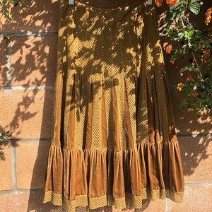 Free People Boho Velvet Pleated Skirt